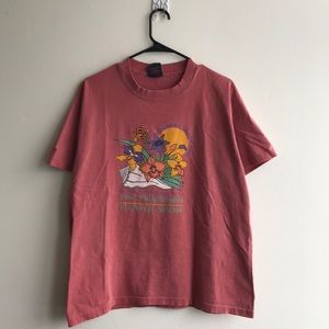 Vintage Coral Flower Print T-Shirt